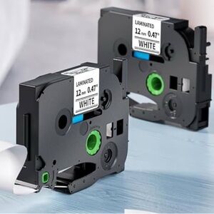 Labelife 6Pk Label for Brother P Touch Label Tape 12mm 0.47 Laminated White